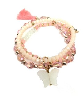 Ibiza Armb&aring;nd Rosa 3-lags (1 stk)