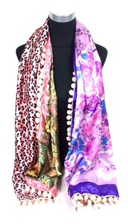 Luksus Vendbart Ibiza-skjerf Rosa/Lilla/Tiger (1 stk)