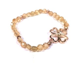 Ibiza-stil Armbånd Taupe Firkløver (1 stk.)