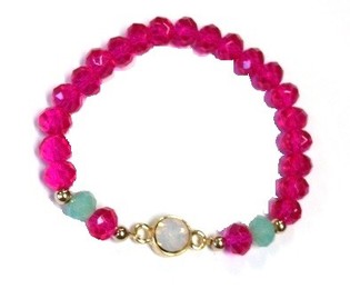 Ibiza Armbånd Fuksia Turkis med Strass (1 stk)
