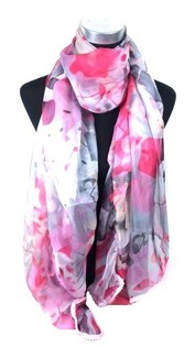 Skjerf Fuksia/Grå Ibiza-stil (1 stk.)