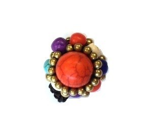 Ring med stein Ibiza-look (1 stk.)