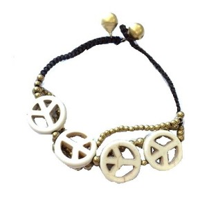 Ibiza-armbånd Peace Creme (1 stk.)