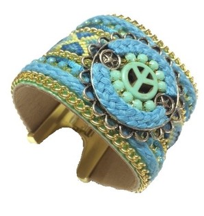 Bredt Armbånd Blå Peace (1 stk)