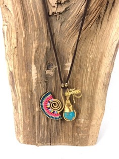 HANDMADE ORIGINALS Ibiza-halskjede med Bluestone Oransje/Blå (1 stk.)