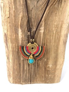 HANDMADE ORIGINALS Halskjede med Bluestone Rød/Brun (1 stk.)