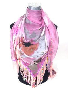 Ibiza Look Skjerf med Rosa Frynser (1 stk)