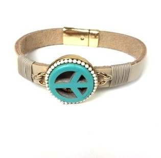 Armbånd Taupe/Creme Peace (Ibiza-stil)