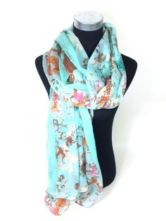 Ibiza-look Skjerf Turkis med Rosa/Brun (1 stk)