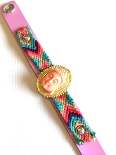 Luksus Ibiza-armbånd Rosa/Laks Buddha (1 stk.)
