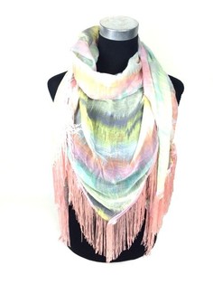 Skjerf Mint/Rosa med Frynser - Ibiza-stil (1 stk.)