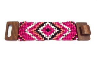 Aztekisk Trearmbånd med Lås Fuchsia (1 stk)