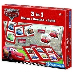 DISNEY PIXAR BILER (CARS) 3-I-1 SPILL - MEMO - DOMINO - LOTTO