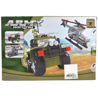 BRICKS Byggeklosser Militærhelikopter og Jeep