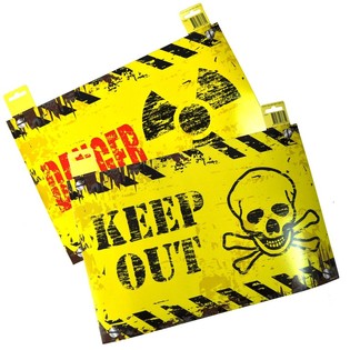 DEKORATIVT D&Oslash;RSKILT - "DANGER" / "KEEP OUT" (12 stk.)