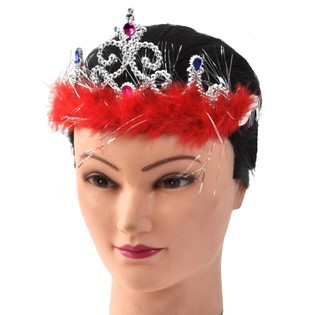 Sølvfarget Prinsessekrone med Plysj - Modell 4 (12 stk.)