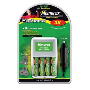 MEMOREX PRO 9660 - Batterilader + 4x Oppladbare AA-batterier (1 stk)