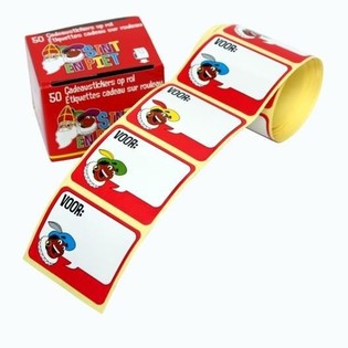 50 SINTERKLAAS GAVEKLISTREMERKER P&Aring; RULL (10 pakker)