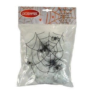 Halloween Dekorativt Spindelvev med 2 Edderkopper (4 stk.)