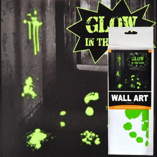GLOW IN THE DARK VEGGDEKORASJON KLISTERMERKER (6 stk.)