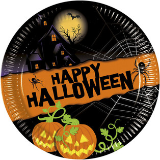 8-pakning Engangstallerkener - Modell: Happy Halloween (6 stk)