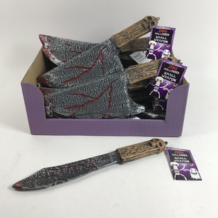 DISPLAY MED HALLOWEEN-KNIVER OG ØKSER (18 stk.) ***KJEMPEBILLIG***