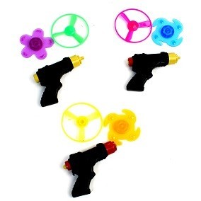 FLYVENDE TALLERKEN-PISTOL + SNURRETOPP (48 stk.)