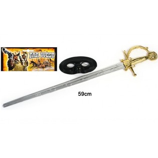 Zorro maske- og sverdsett - 59 cm (6 stk.)