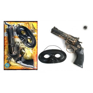 Western-pistol + Maske p&aring; kort (12 stk.)