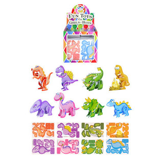 Mini 3D Dinosaur Puslespill i Display (144 stk)