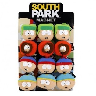 SOUTH PARK PLYSJMAGNETER, 7CM, P&Aring; DISPLAY (12 stk.)