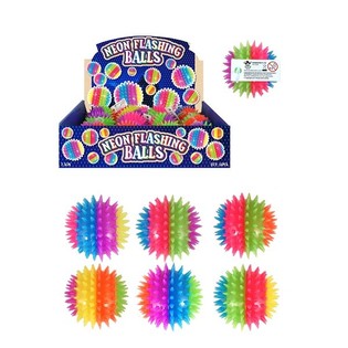 STORE NEON SPIKEY LYSENDE SPRETBALLER, 7,5 cm. I DISPLAY (12 stk.)
