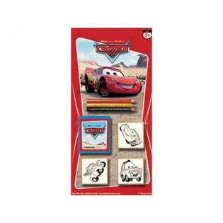 Stort Disney Cars Farge- og Stempelsett p&aring; Kort (24 stk.)