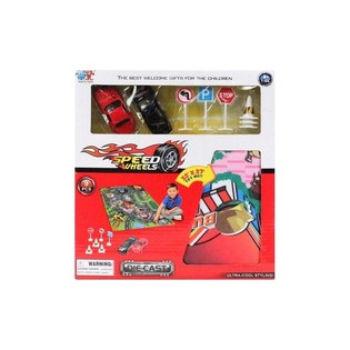 DIE CAST BILSETT INKLUDERT LEKEMATTE (6 stk.)