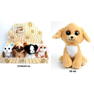 Luksus Plysjhunder, 16 cm, Mix Design i Display (12 stk)