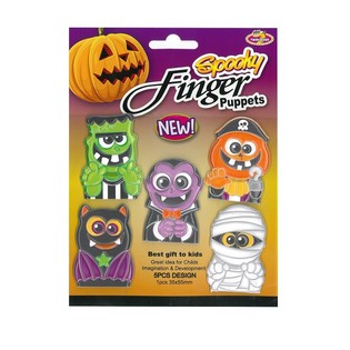 HALLOWEEN 5x SKUMLE FINGERDUKKER PÅ KORT (48 stk)