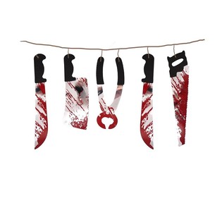 HALLOWEEN DEKORASJONSLENKE MED BLODIGE KNIVER &ndash; 180 CM LANG (6stk)