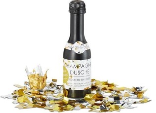 Konfettikanon Champagneflaske 31 cm &ndash; S&oslash;lv/Gull (4 stk.)
