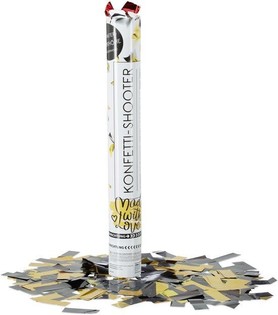 Konfettikanon &ndash; Farge: Svart-Gul - 40 cm - Partypopper (10 stk.)