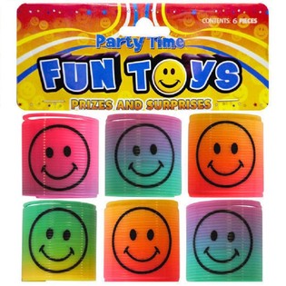 6 STK MINI SMILEY SPIRALER Ø3.5 CM I POSE (6 POSER)