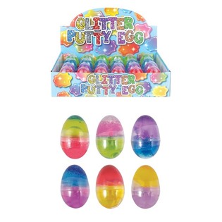 GLITTER PUTTY EGG I DISPLAY (24 stk)