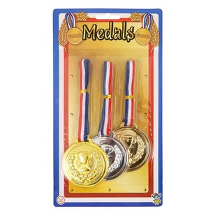 Sett med 3 Vinnermedaljer p&aring; Kort (Gull, S&oslash;lv, Bronse) 6stk.