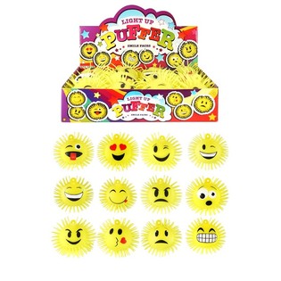 Lysende Smili Pufferballer i Display (12 stk.)