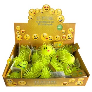 Lysende Smiley Pufferballer i Display (12 stk.)
