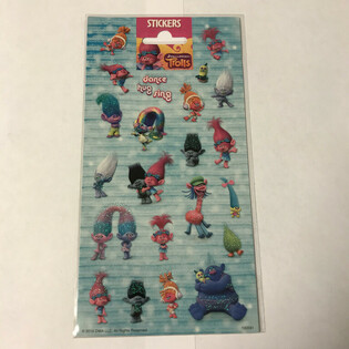 Klistremerkeark: TROLLS, 20 x 10 cm (10 stk.)