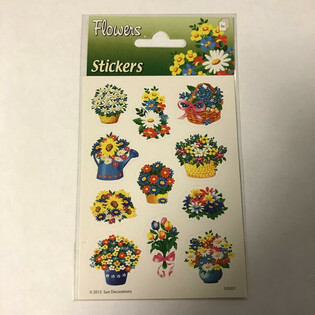 Klistremerkeark: Blomster, 16 x 9 cm (10 stk.)