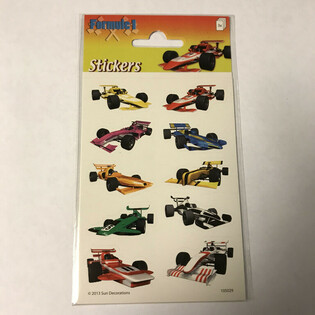 KLISTERMERKEARK: FORMEL 1 RACERBILER, 16 x 9 cm (10 stk.)