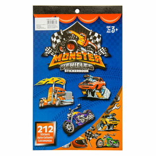 Monster Truck klistremerkebok 212 deler (12 stk.)