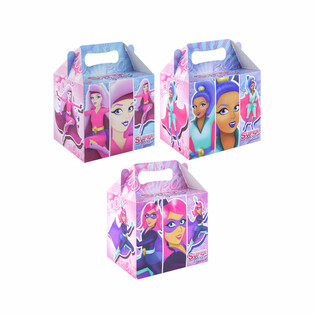 MENYBOKS &ndash; SUPER GIRLS &ndash; 14 x 9,5 x 18 cm (24 stk.)