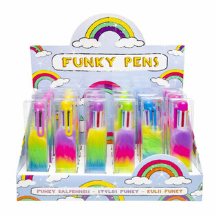 FLUFFY KULEPENN MED 6 INNBYGGEDE FARGER - I DISPLAY (24 stk.)